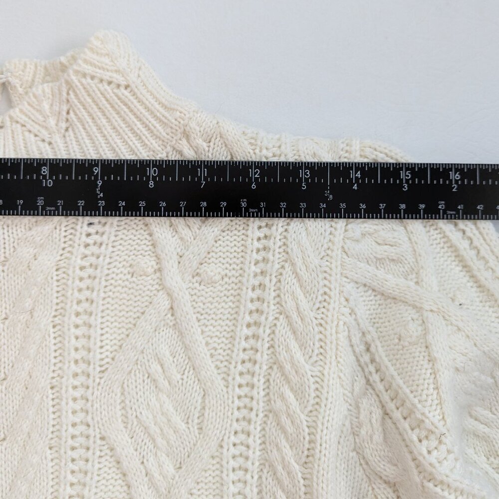 Peplum Cable Knit Whimsical Sweater Size M Cream Cottoagecore - Picture 9 of 14